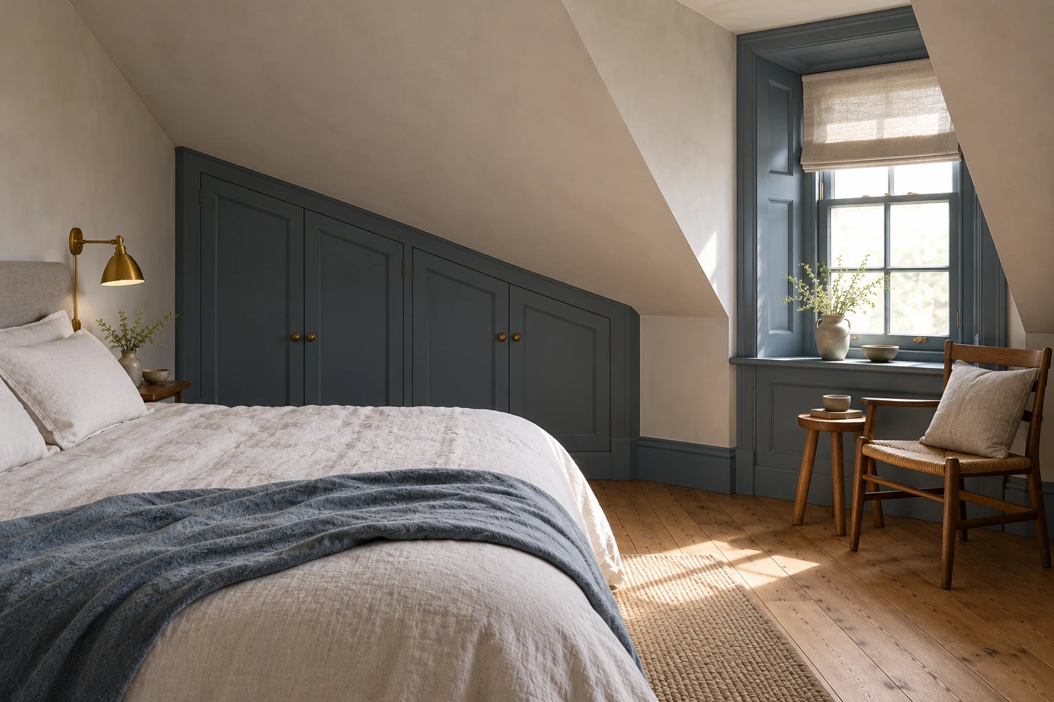 The upper Loft Room beneath the roof slope