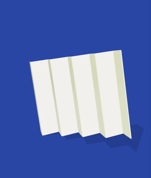 A sculptural accordion of folded panels that opens and closes. Select Play to interact.