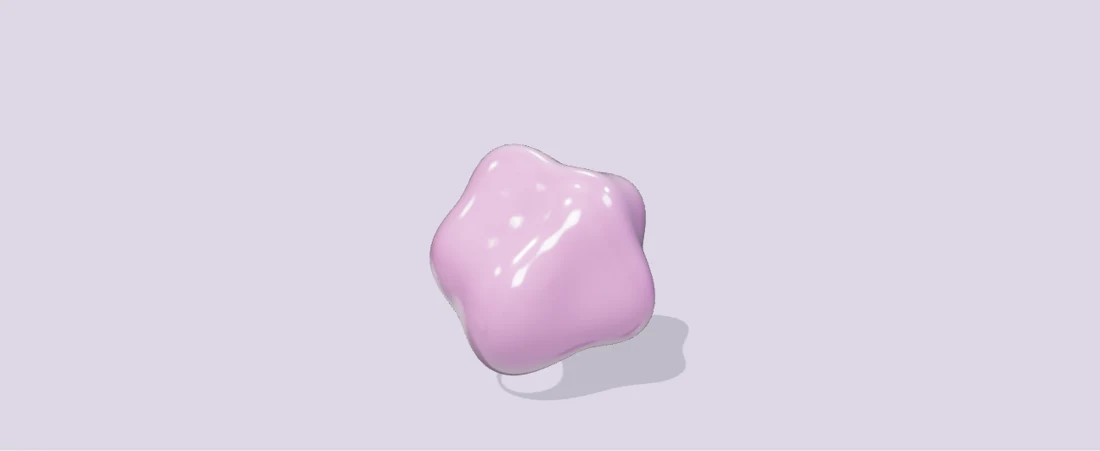 A glossy sculptural soft form that stretches and rebounds. Select Play to interact.