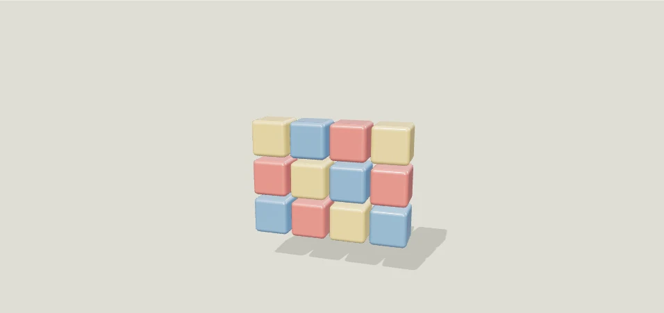 A collection of colorful magnetic blocks that attract and collide. Select Play to interact.