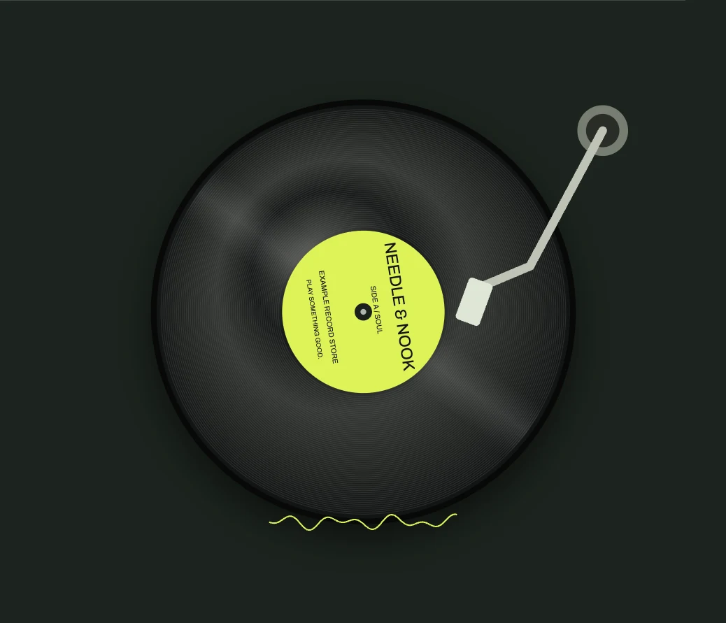 Illustrated record store playground. Use Play to start the interactive toy.