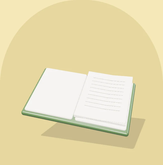 An open clothbound book with spring-loaded turning pages. Select Play to interact.