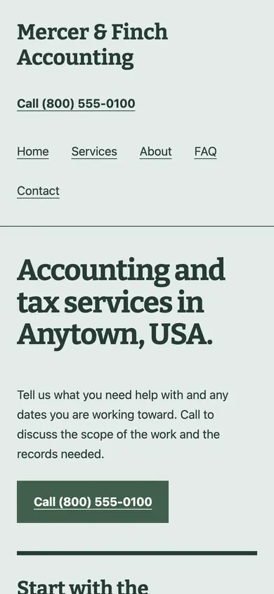 Look 1, Neighborhood bookkeeping worksheet: sample home page on a phone