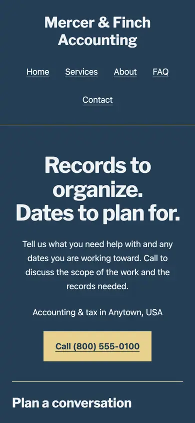 Look 2, Office appointment notice: sample home page on a phone