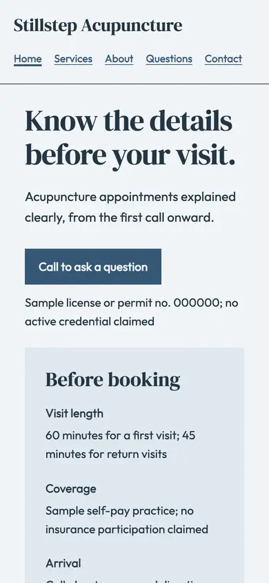 Look 1, Provider and appointment desk: sample home page on a phone