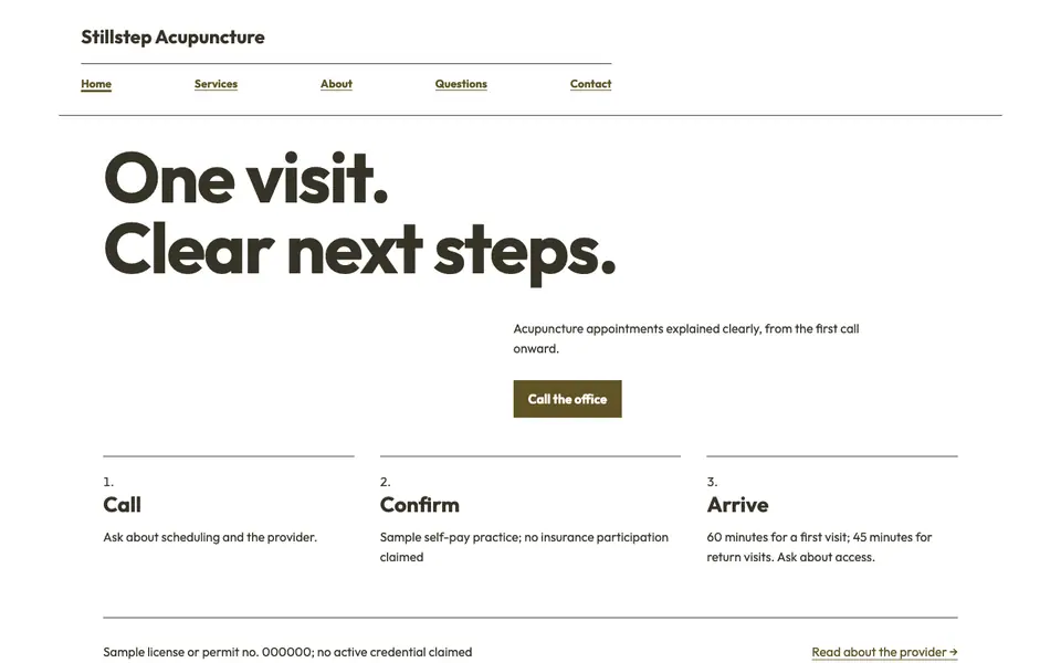 Look 2, First visit path: sample home page on a computer