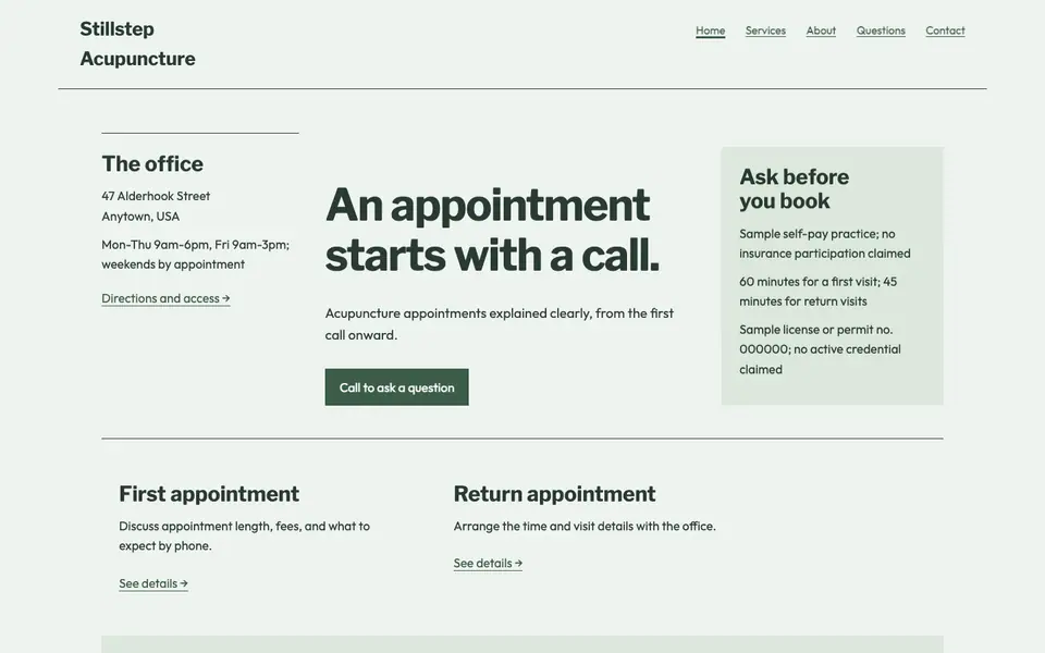 Look 3, Office information columns: sample home page on a computer