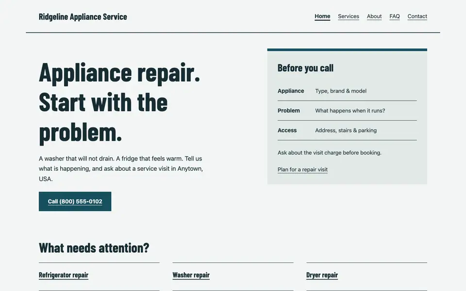 Look 1, Neighborhood work order: sample home page on a computer