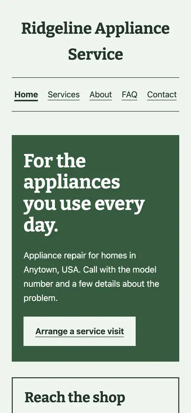 Look 2, Co-op bulletin: sample home page on a phone