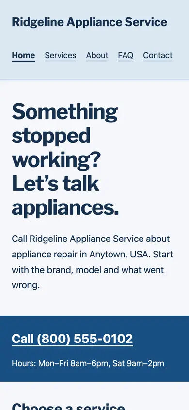 Look 3, Utility service mailer: sample home page on a phone