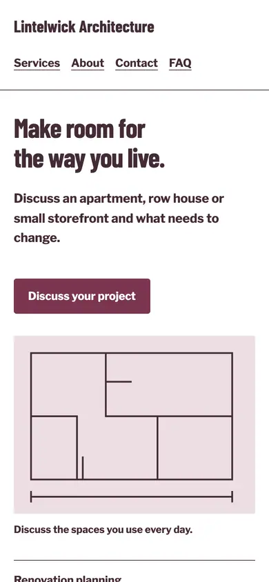 Look 1, Neighborhood plan sheet: sample home page on a phone