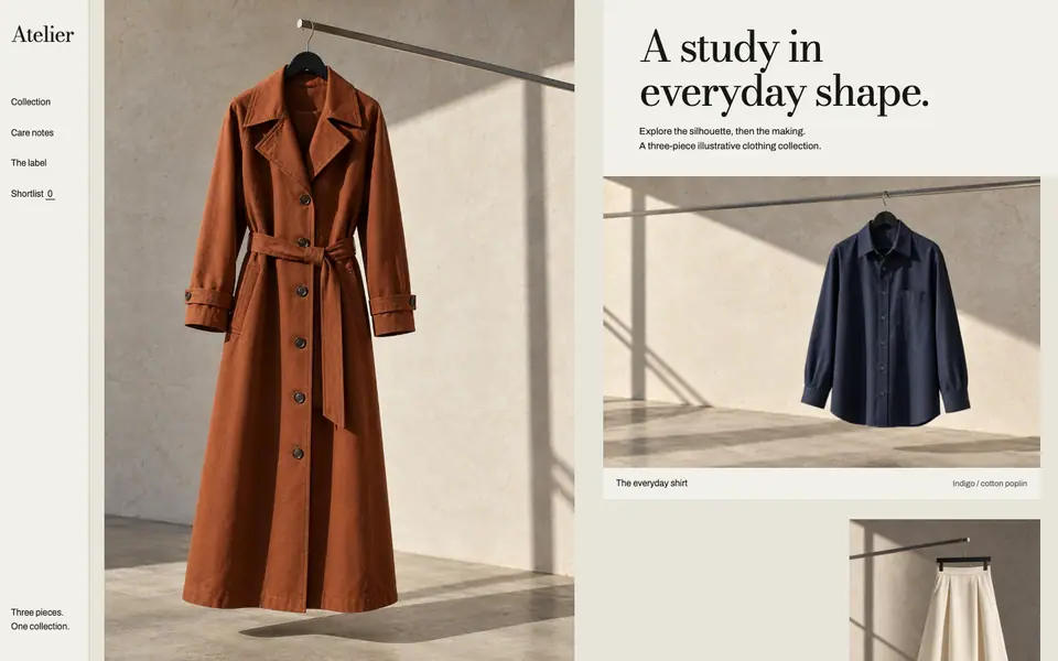 Look 1, Atelier: sample home page on a computer