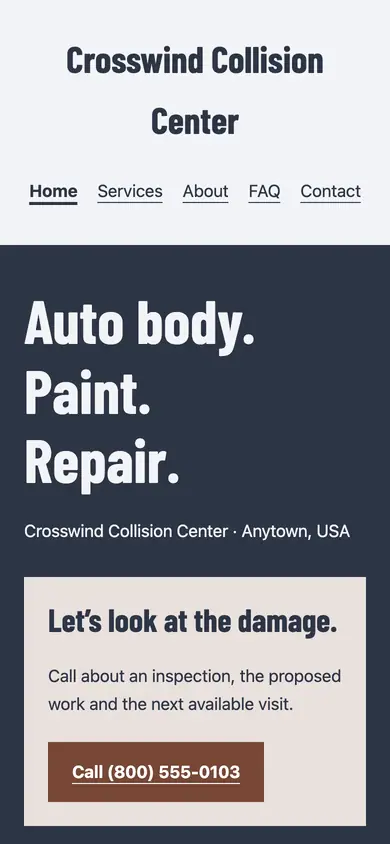 Look 2, Paint-shop window: sample home page on a phone