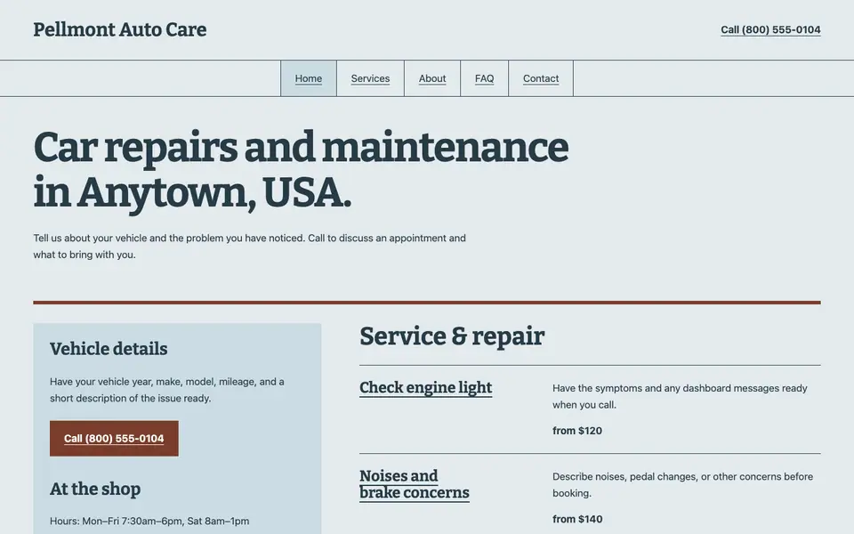 Look 1, Repair docket: sample home page on a computer