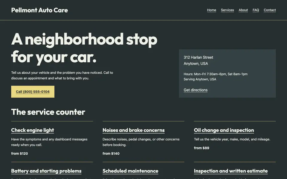 Look 2, Parts-counter index: sample home page on a computer