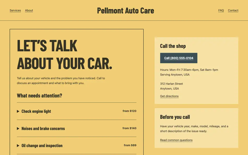 Look 3, Garage service ticket: sample home page on a computer