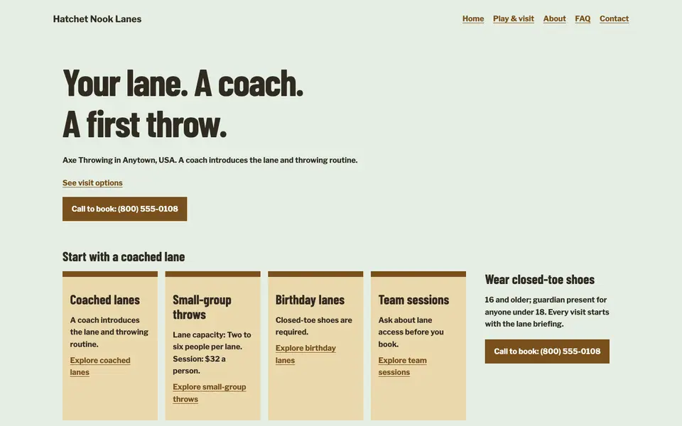 Look 1, Coached target lanes: sample home page on a computer