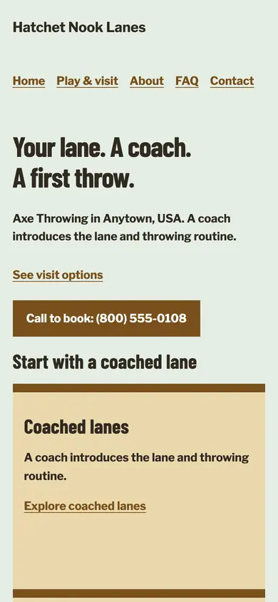 Look 1, Coached target lanes: sample home page on a phone
