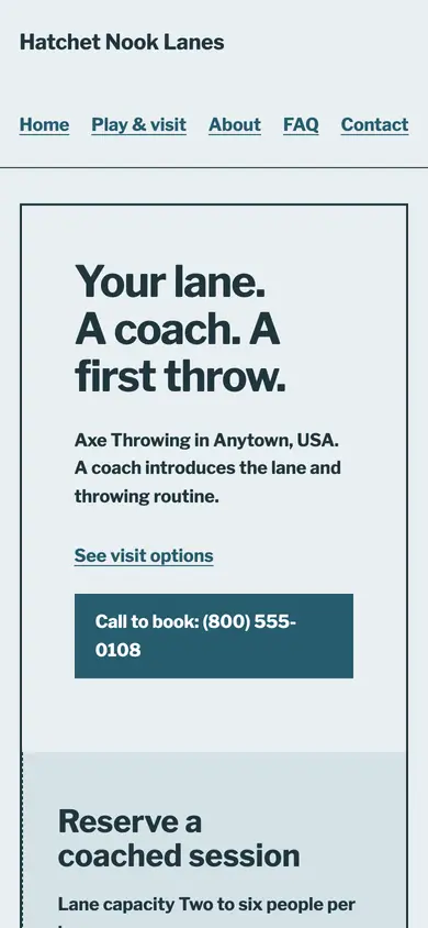 Look 2, Throwing session ticket: sample home page on a phone
