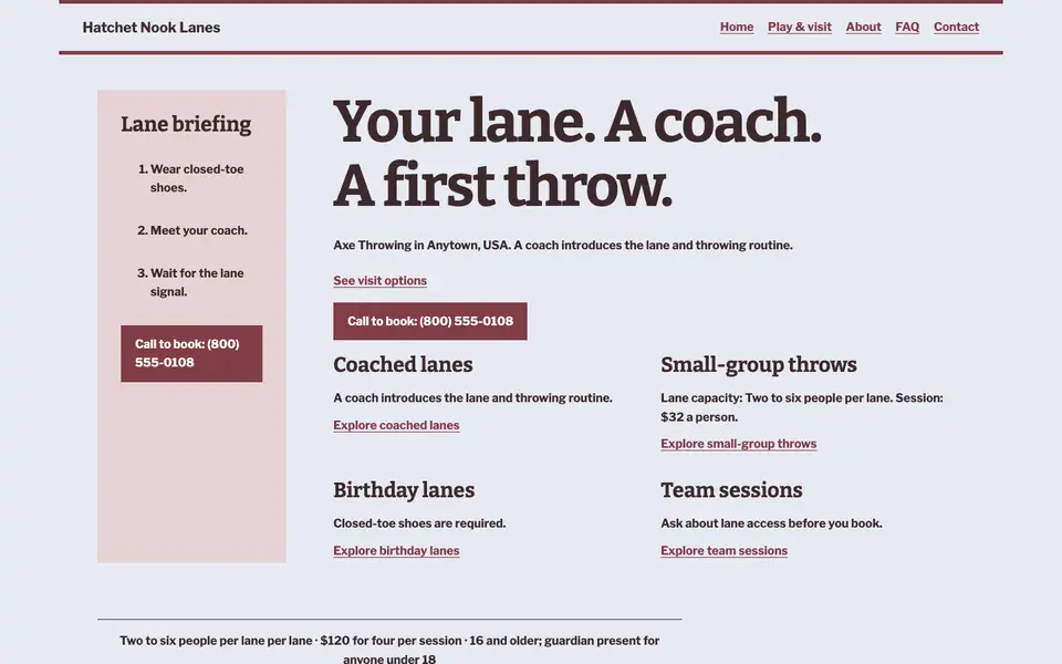 Look 3, Lane briefing board: sample home page on a computer