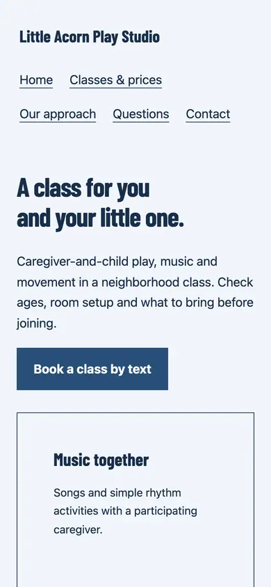 Look 1, Caregiver circle: sample home page on a phone