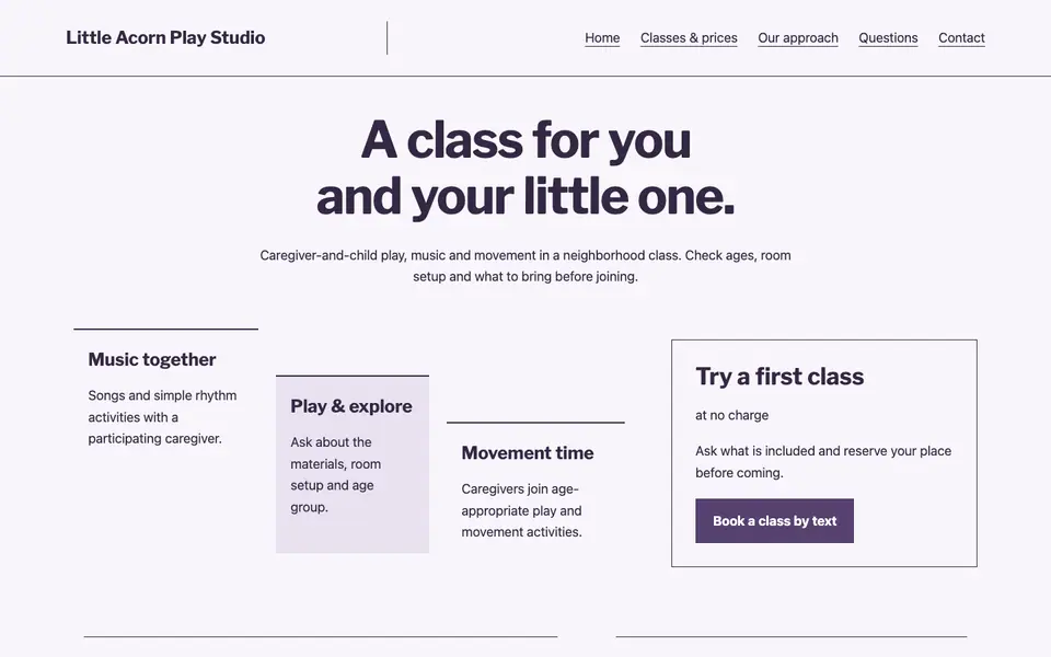 Look 3, Playtime rhythm: sample home page on a computer