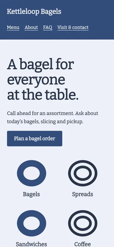 Look 1, Dozen assortment board: sample home page on a phone