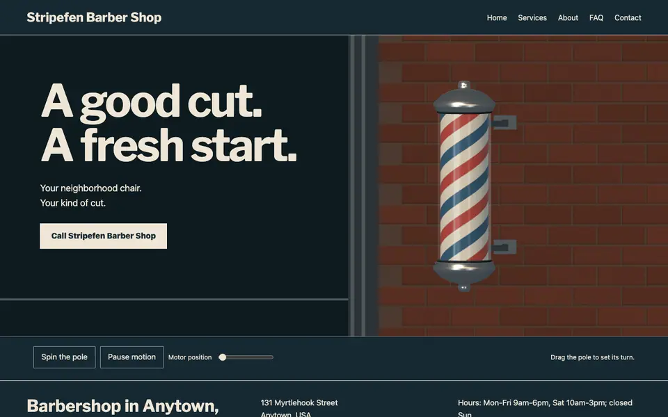 Look 1, Barber Pole: sample home page on a computer