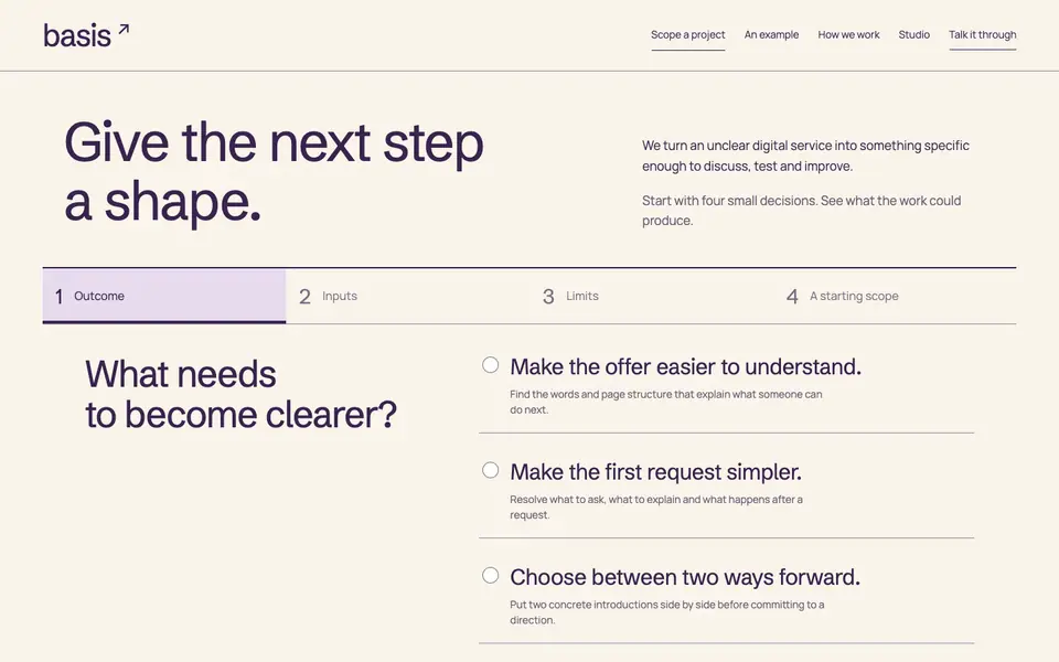 Look 1, Basis: sample home page on a computer