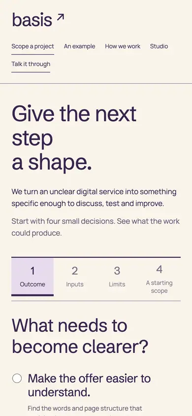 Look 1, Basis: sample home page on a phone