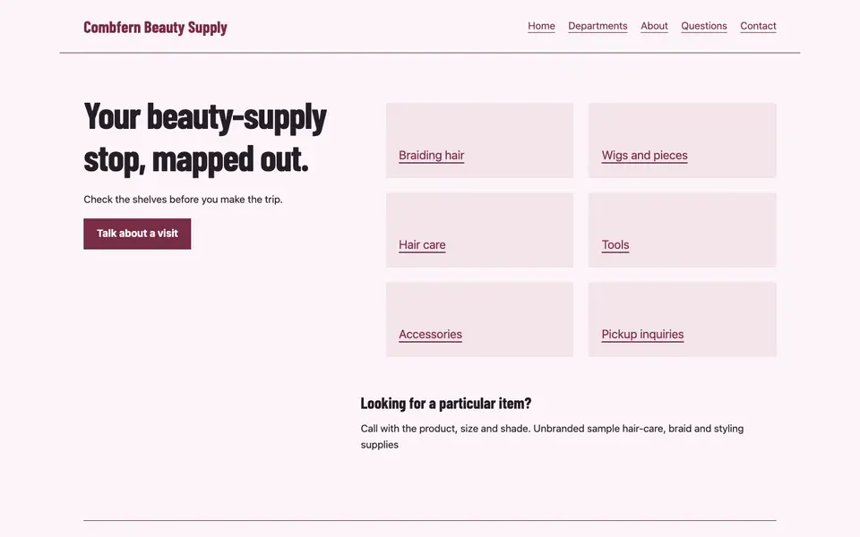 Look 1, Neighborhood aisle directory: sample home page on a computer