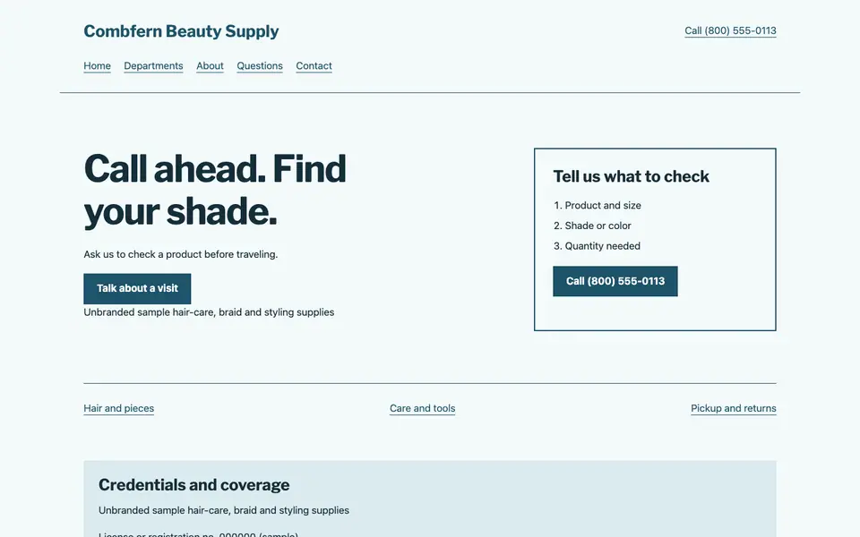 Look 2, Call ahead stock desk: sample home page on a computer