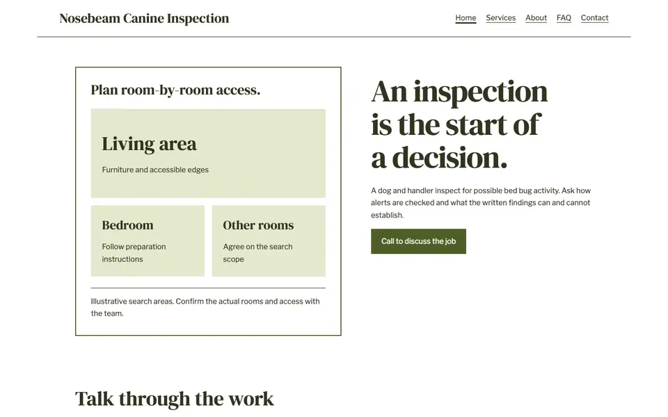 Look 1, Room search plan: sample home page on a computer