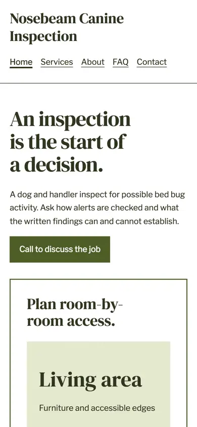 Look 1, Room search plan: sample home page on a phone