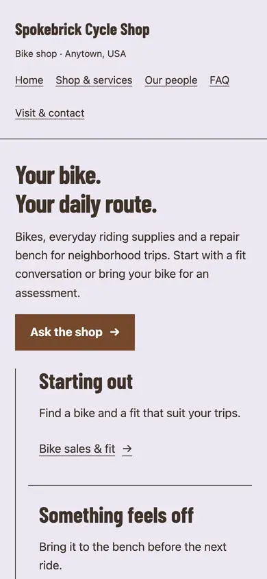 Look 3, Commuter route list: sample home page on a phone