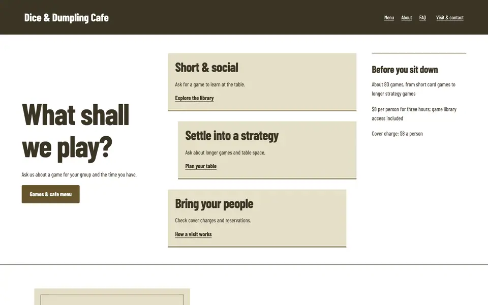 Look 2, Game library shelves: sample home page on a computer