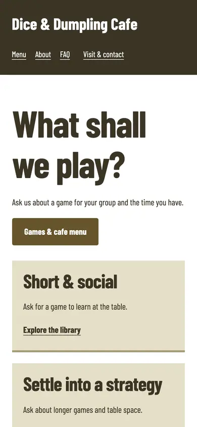 Look 2, Game library shelves: sample home page on a phone