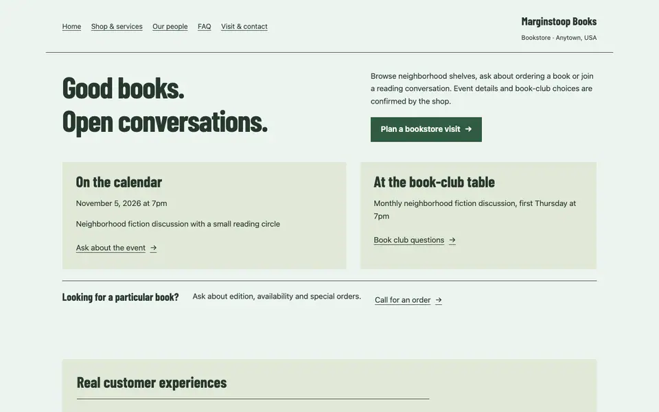 Look 3, Neighborhood reading calendar: sample home page on a computer