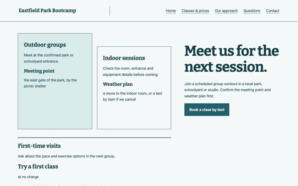 Look 2, Indoor or outdoors: sample home page on a computer