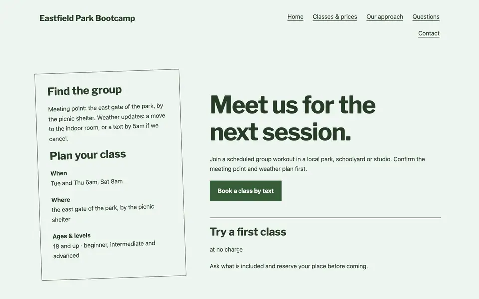 Look 3, Session packing list: sample home page on a computer