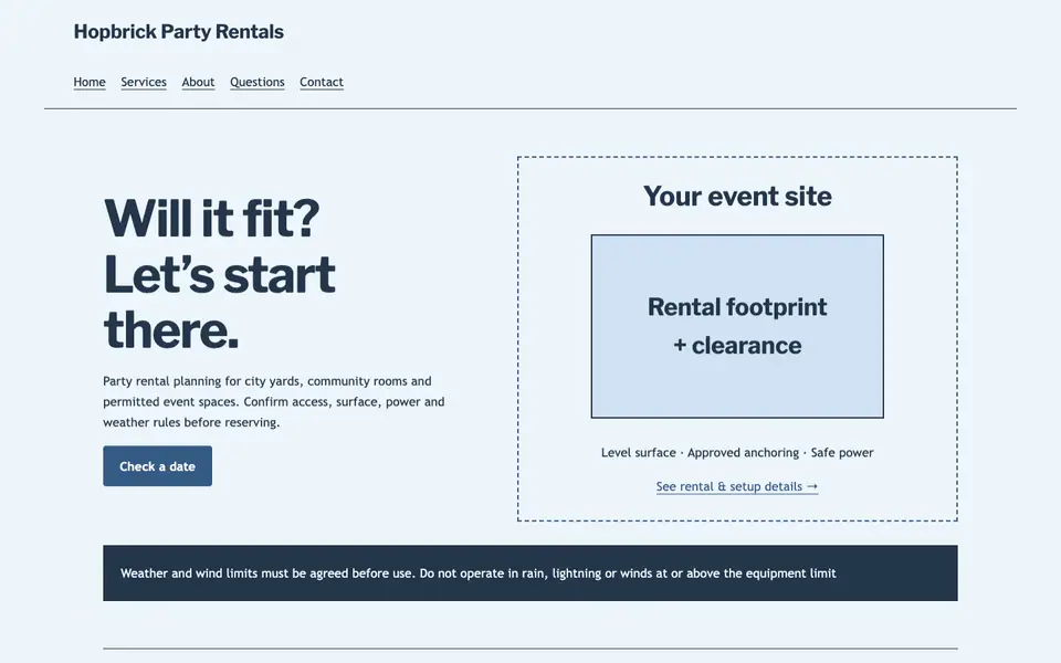 Look 2, Rental footprint plan: sample home page on a computer
