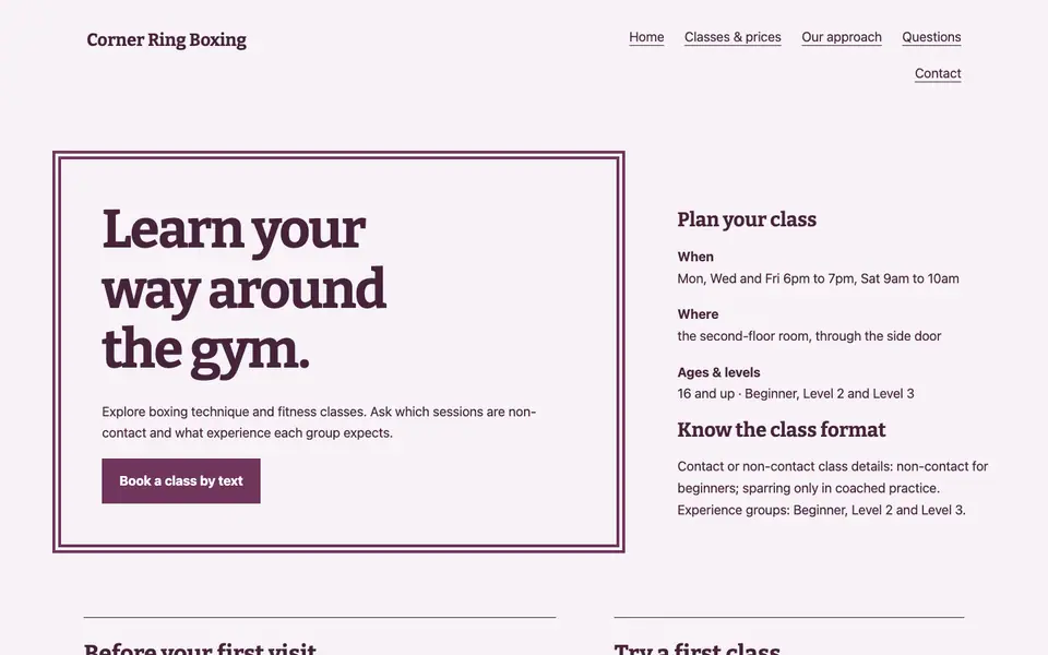 Look 2, Inside the ring: sample home page on a computer