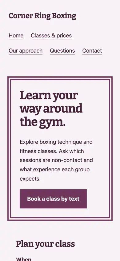 Look 2, Inside the ring: sample home page on a phone