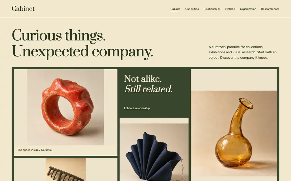 Look 1, Cabinet: sample home page on a computer