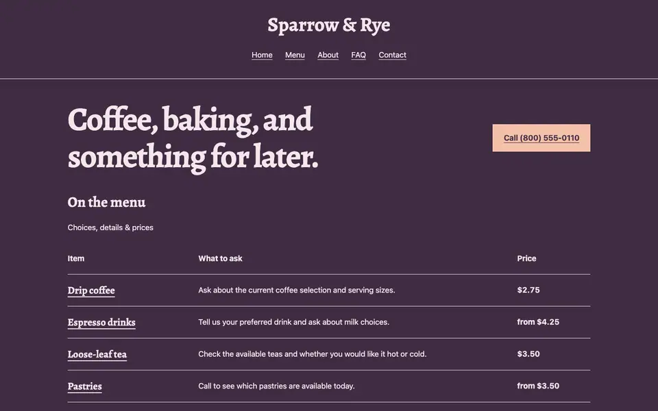 Look 1, Morning concert program: sample home page on a computer