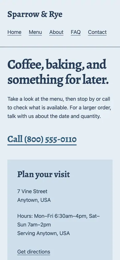 Look 2, Reading club agenda: sample home page on a phone