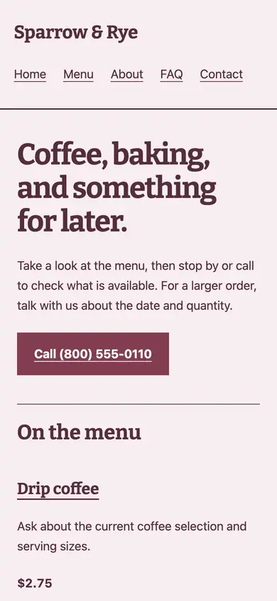 Look 3, Recipe exchange broadside: sample home page on a phone