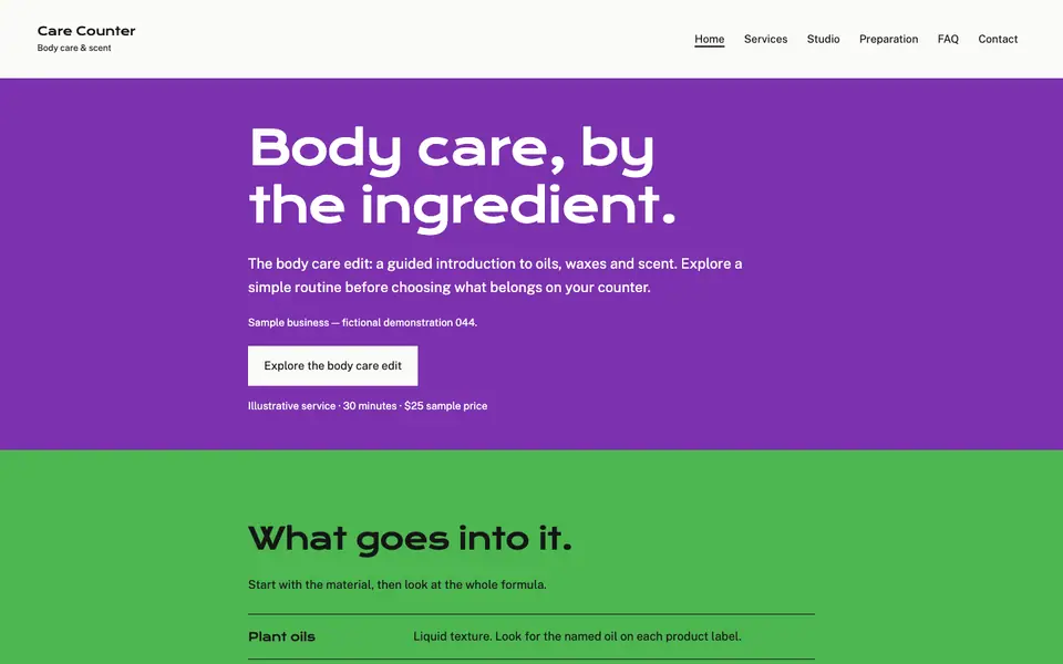 Look 1, Care Counter: sample home page on a computer