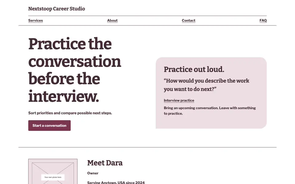 Look 2, Interview practice dialogue: sample home page on a computer