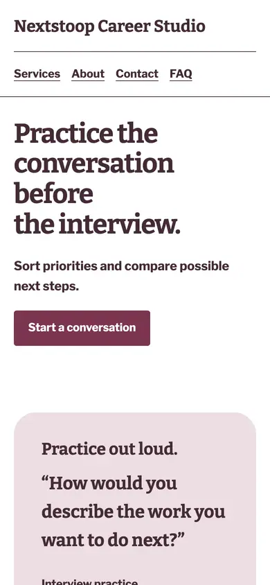 Look 2, Interview practice dialogue: sample home page on a phone
